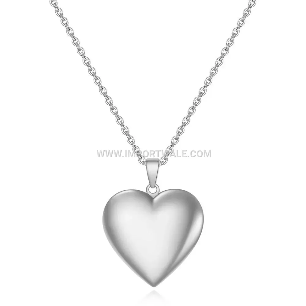 Engravable Smooth Openable Heart Locket Stainless Steel Necklace