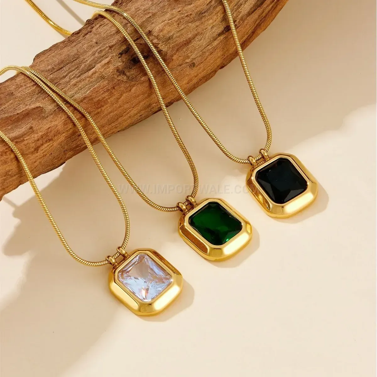 Classic Geometric Cubic Zirconia Titanium Steel Pendant Necklace