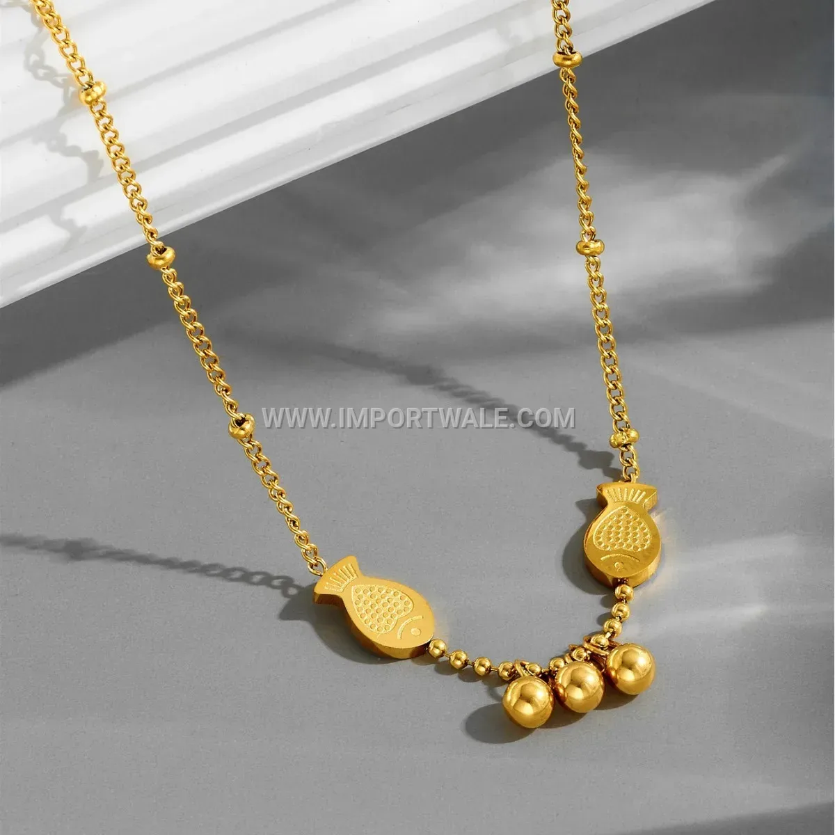 Gold Plated Titanium Steel Pisces Pendant Anklet