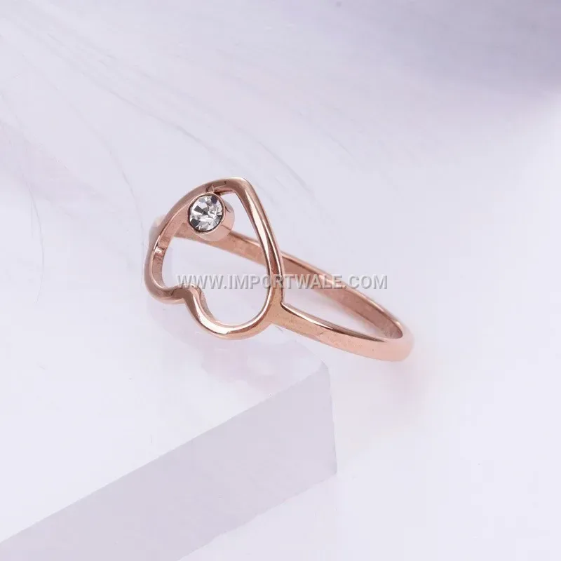 Heart Cutout Crystal Accent Rose Gold Ring