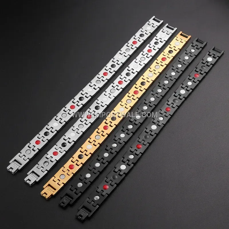Geometric Titanium Steel Curved Magnetic Therapy Men's Bracelet
