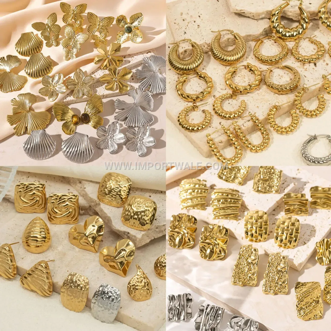 18K Gold Plated Geometric Titanium Steel Stud Earrings