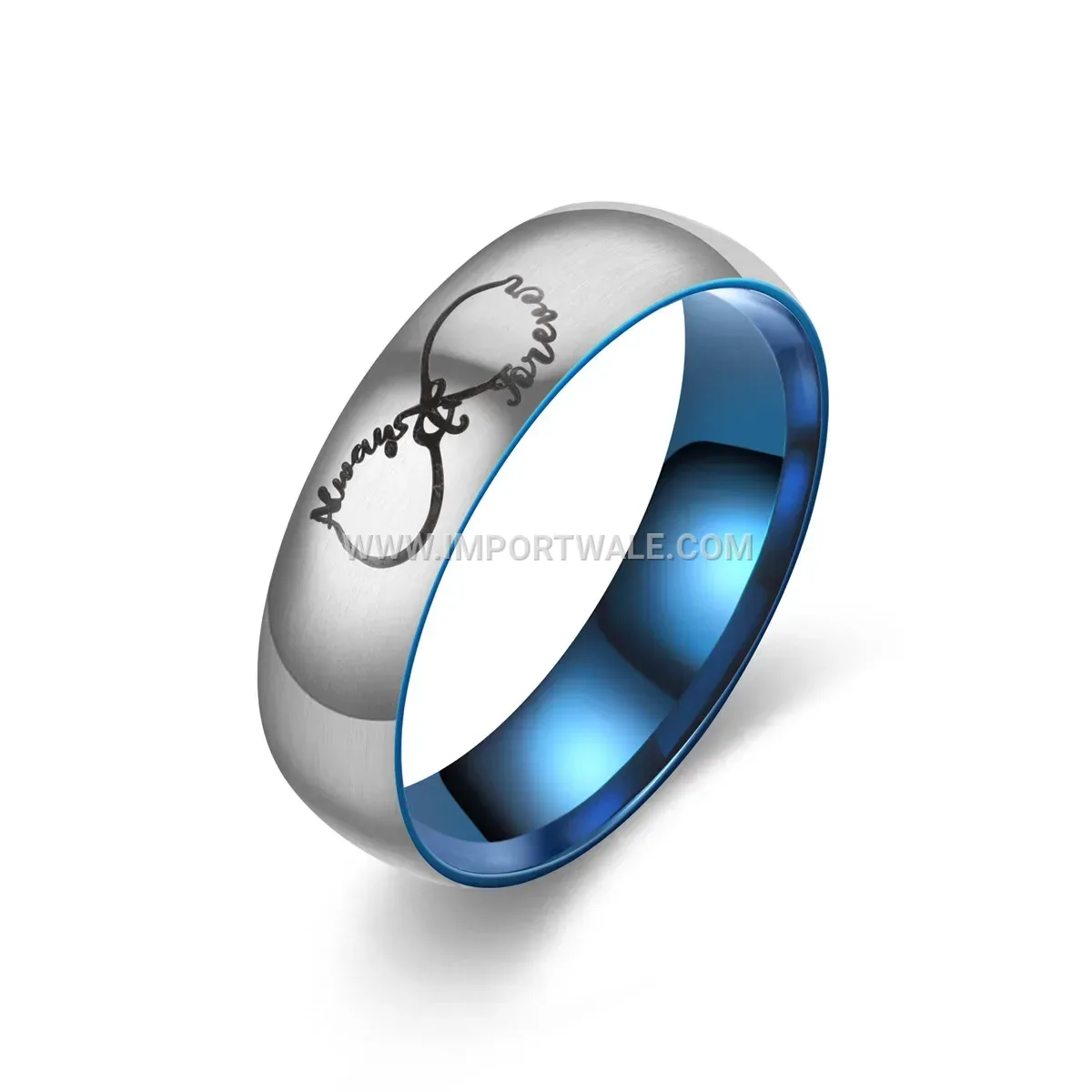 Crown and Heart Engraved Stainless Steel Couple Ring