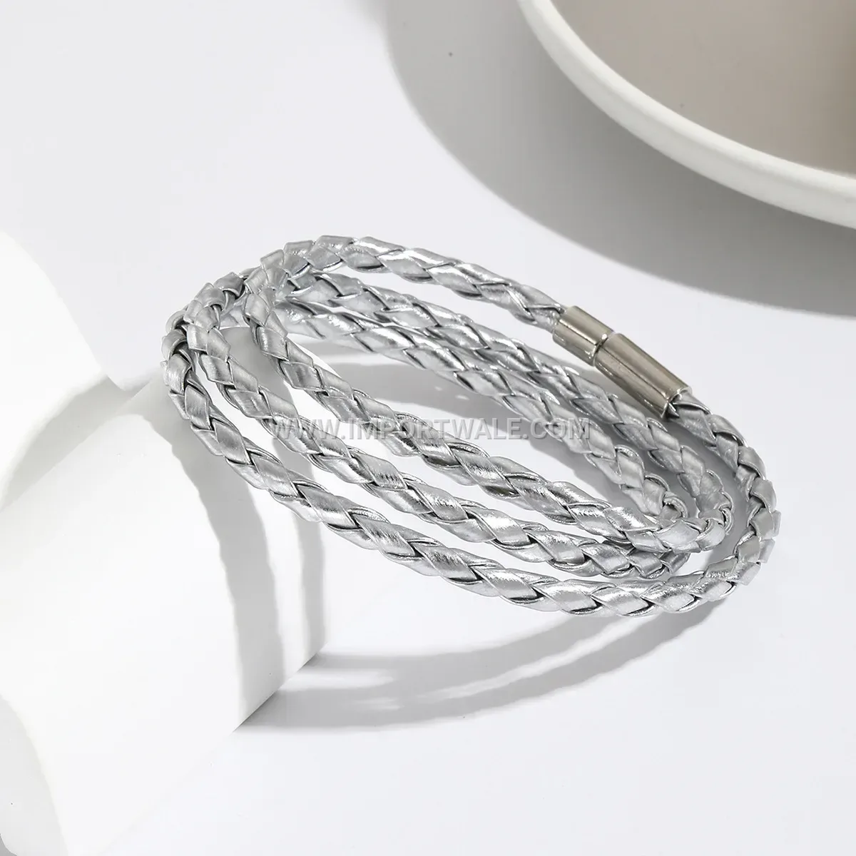 Handcrafted Multi-Strand Woven Faux Leather Bracelet
