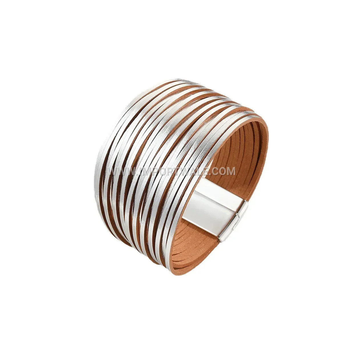 Multi-Strand Faux Leather Magnetic Clasp Bracelet