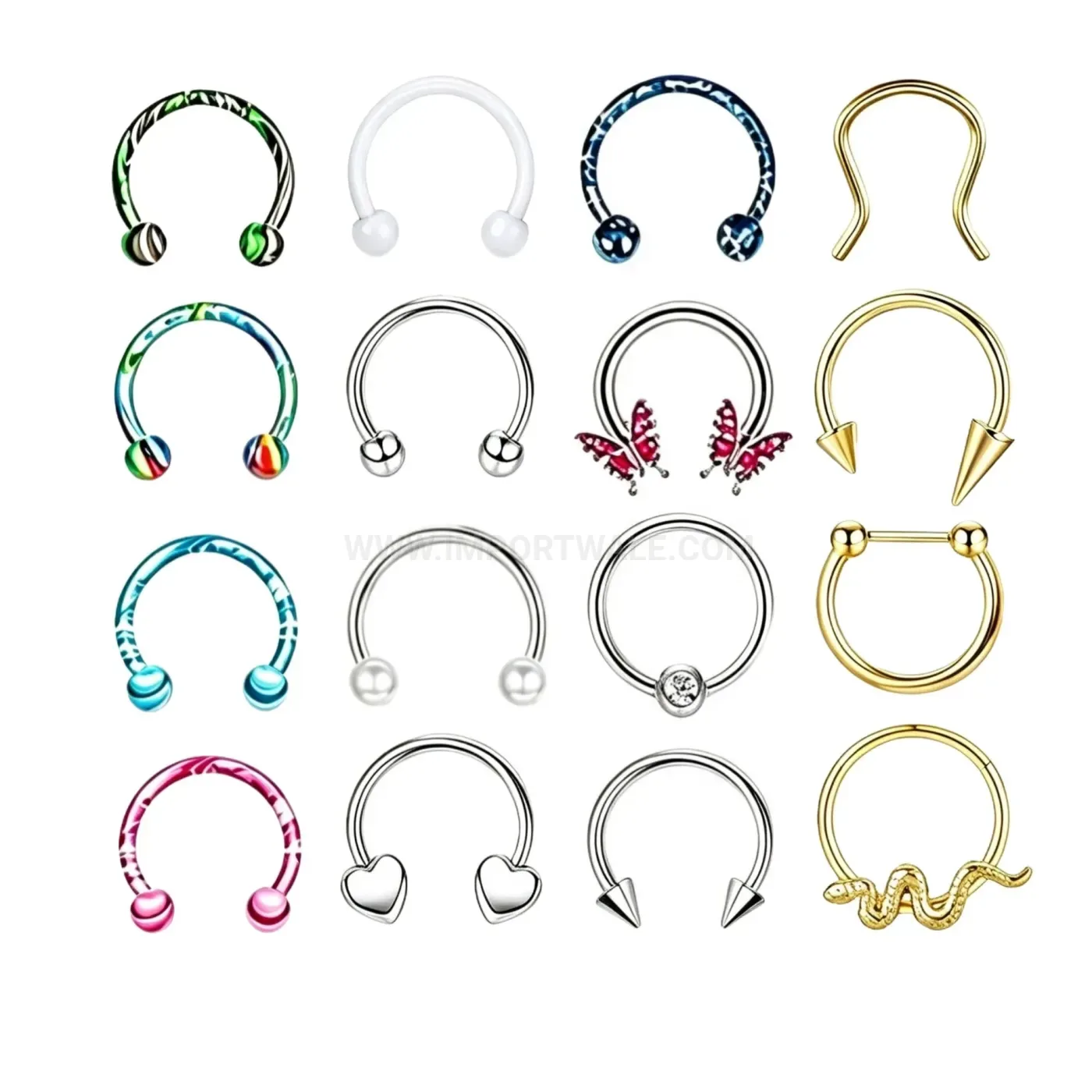 Trendy Stainless Steel Horseshoe Curved Barbell Body Piercing Set