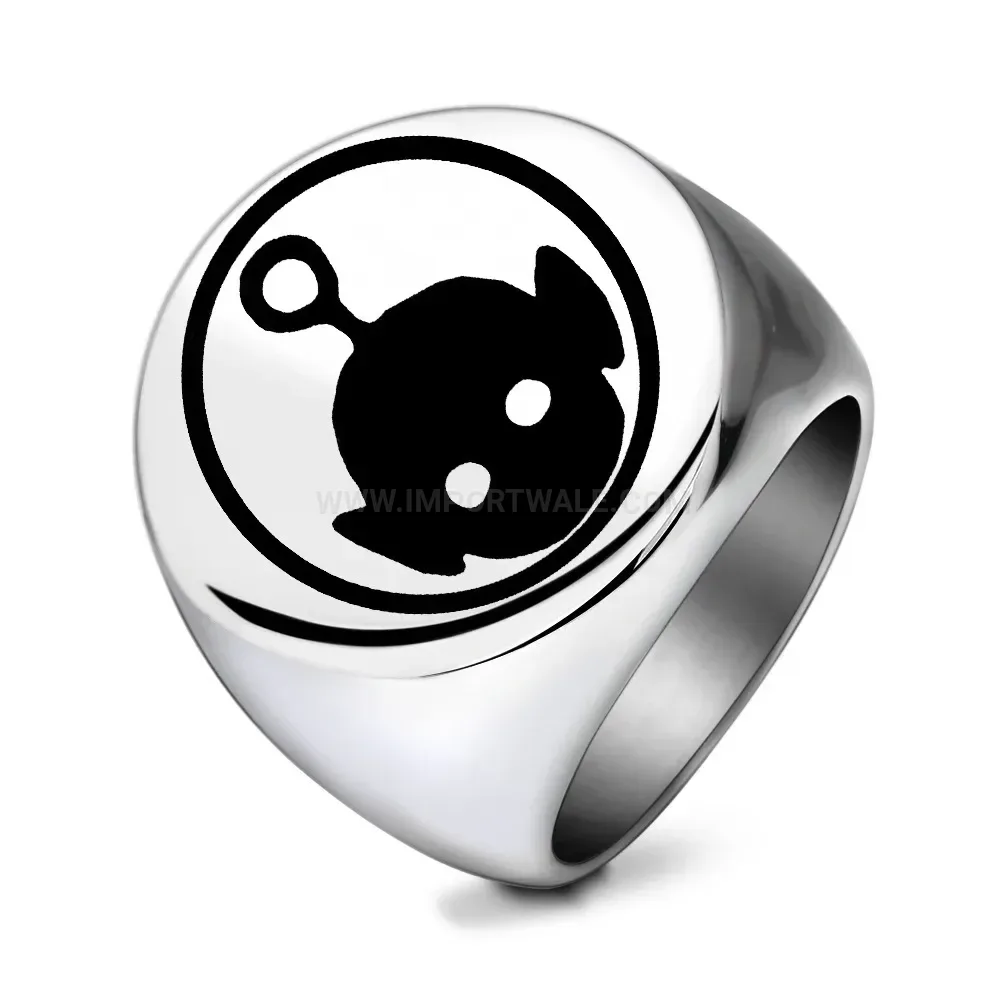 Modern Laser Etched Alien Motif Stainless Steel Signet Ring