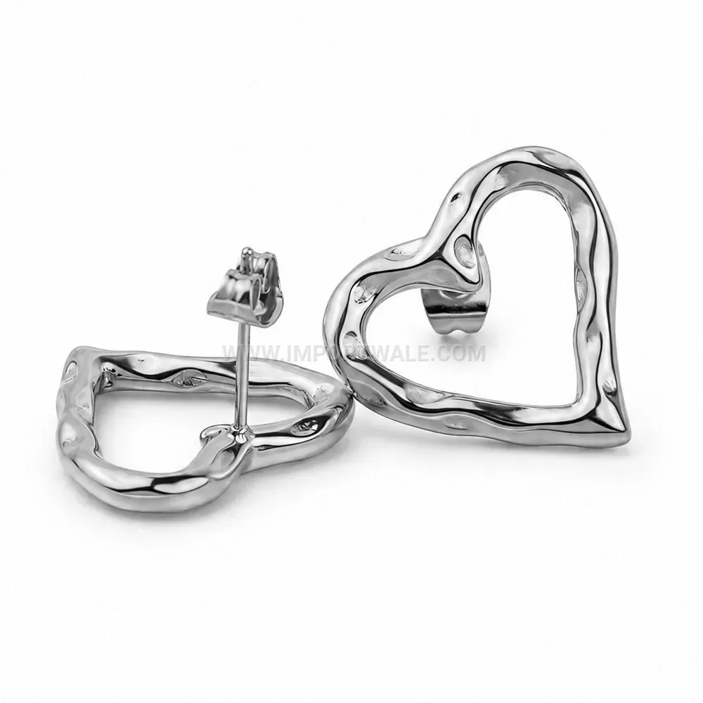 Openwork Heart Cutout Gold Plated Stainless Steel Earrings