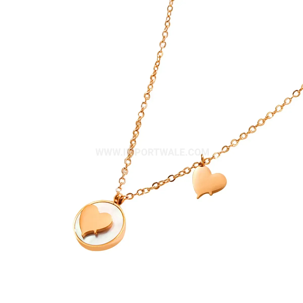 Stylish Round Shell Inlay Butterfly Pendant Stainless Steel Necklace