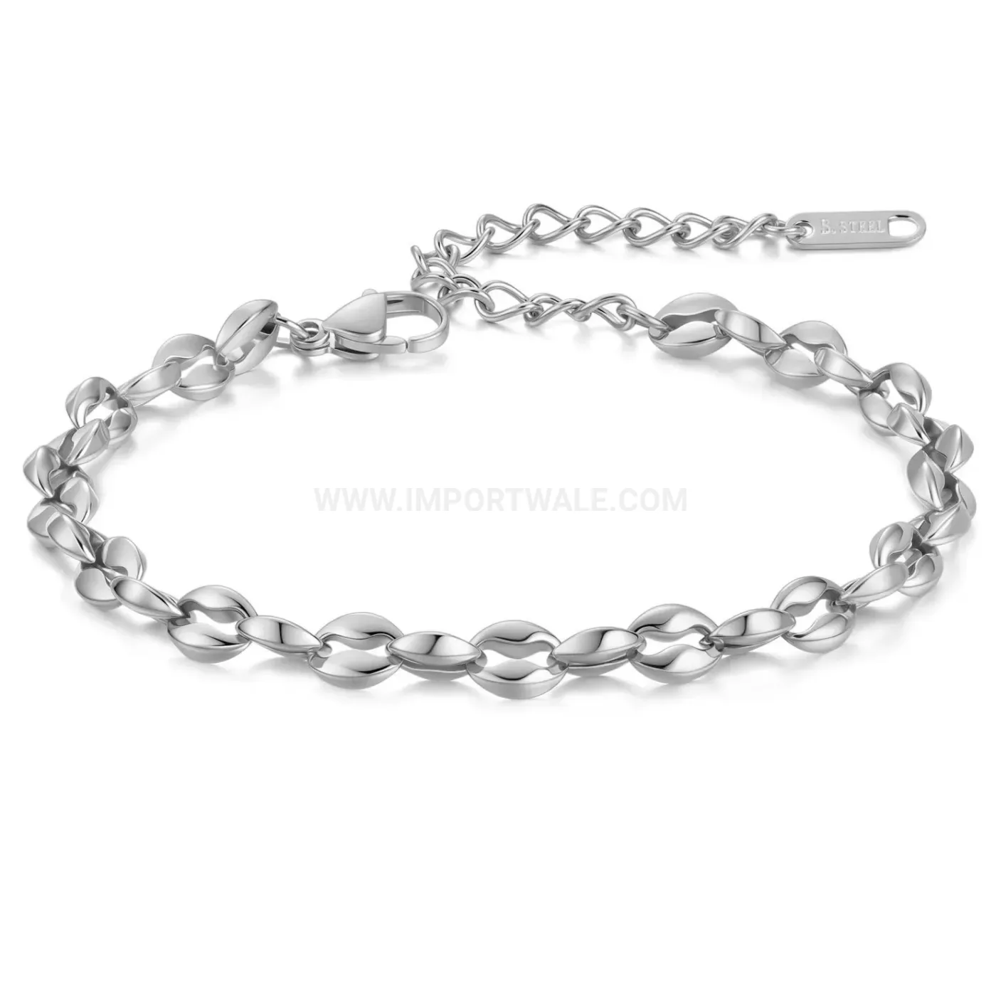 Minimalist Hollow Geometric Coffee Bean Stainless Steel Chain Bracelet