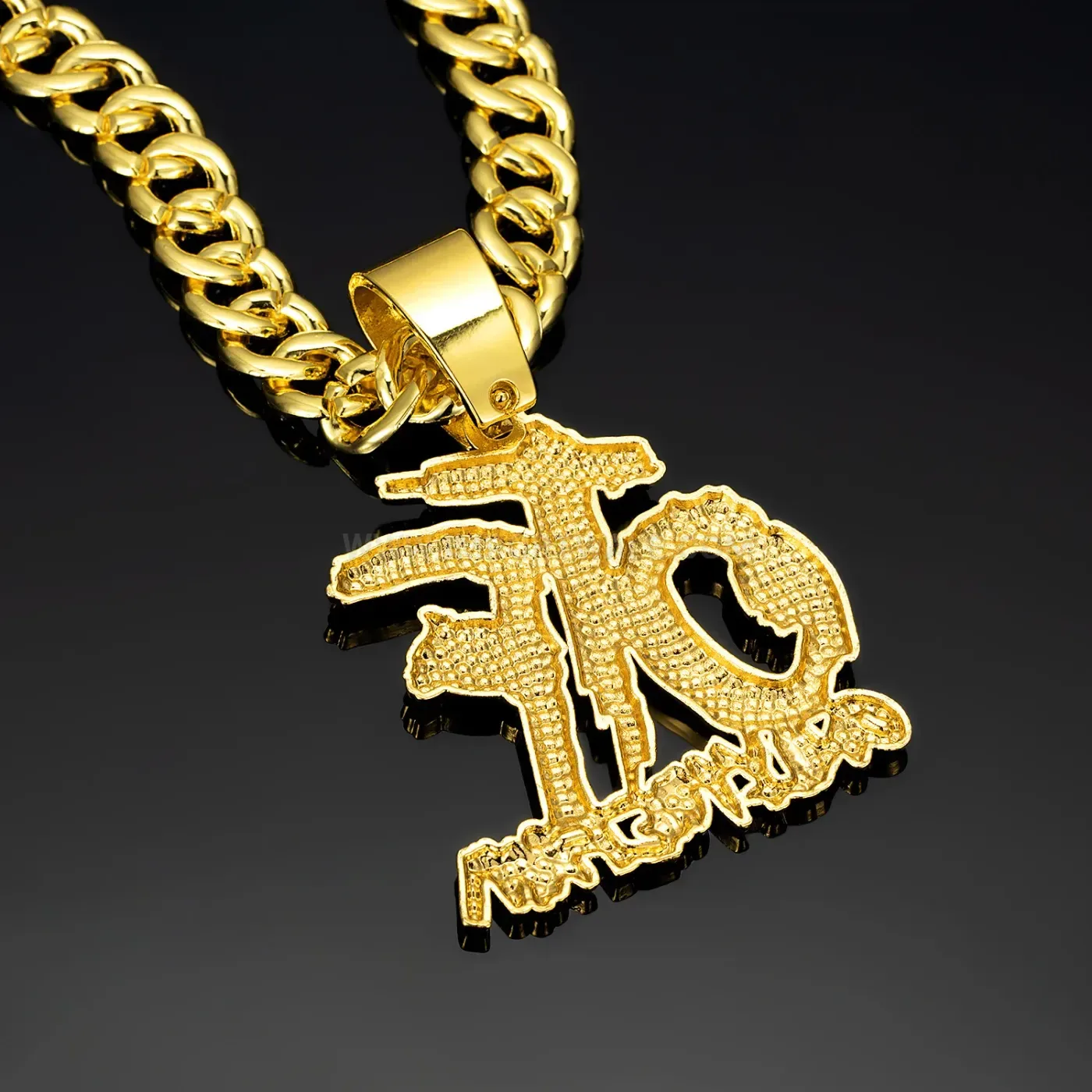 Iced Out OTF Letter Pendant Alloy Cuban Necklace