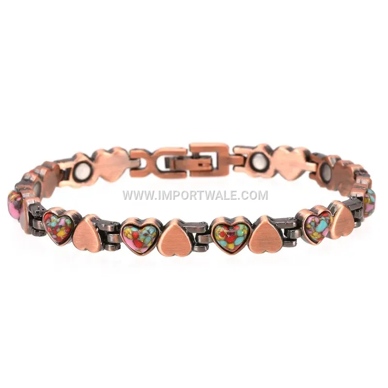 Vintage Heart Alloy Magnetic Bangle Bracelet