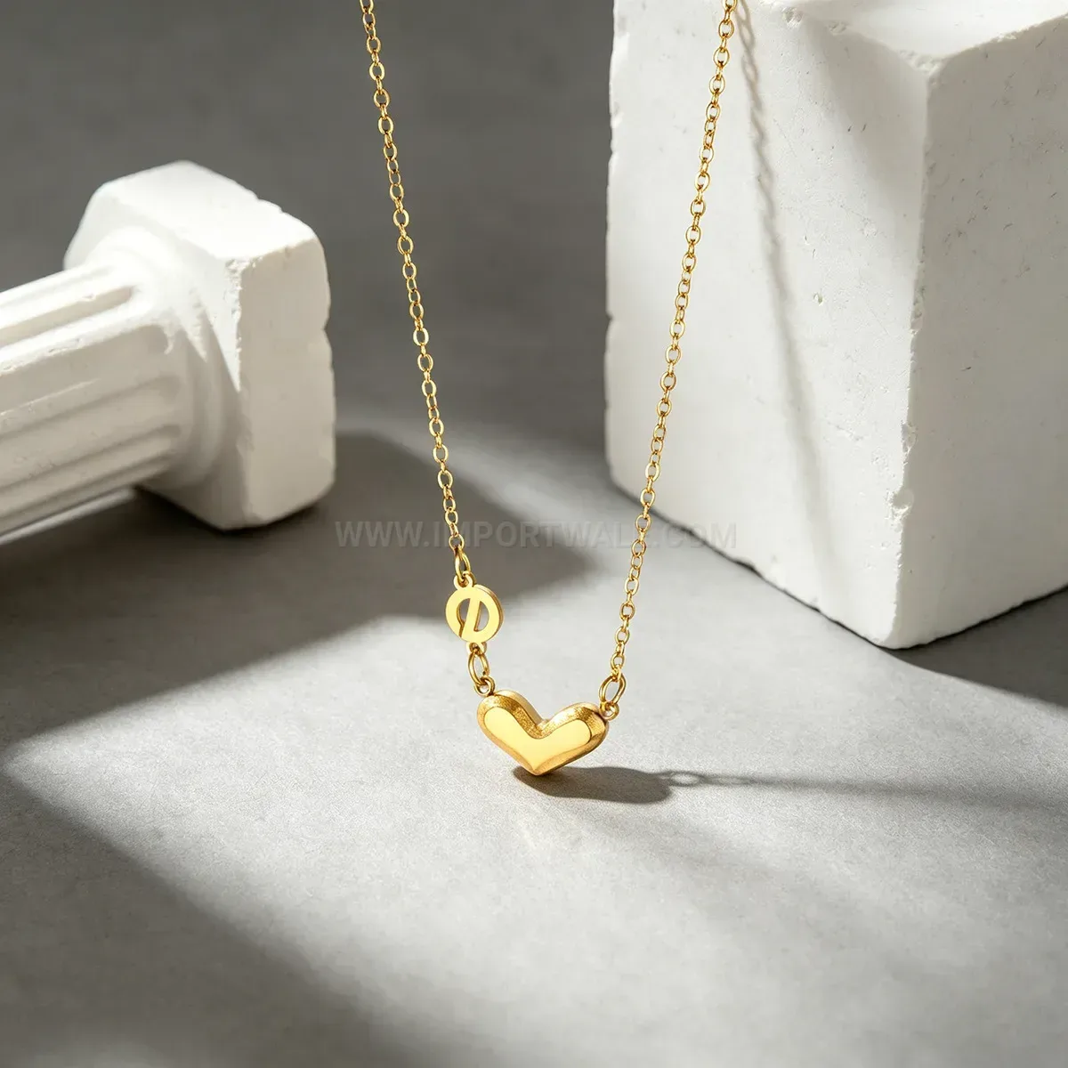 Elegant Dainty Stainless Steel 3D Heart Pendant Jewelry Set