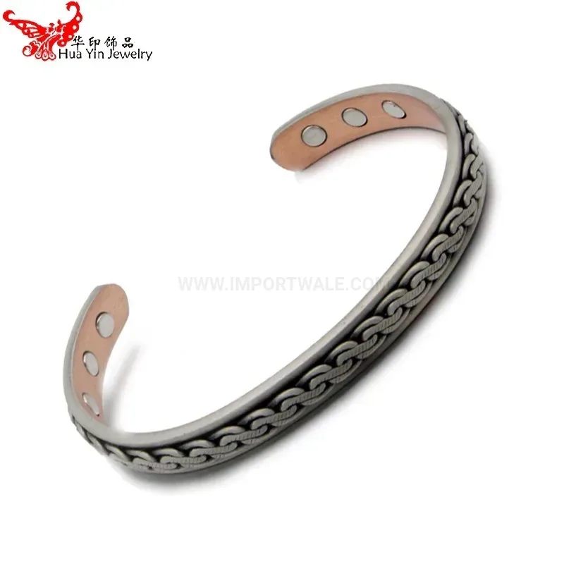 Western Vintage Bronze Red Copper Magnetic Therapy Cuff Bracelet