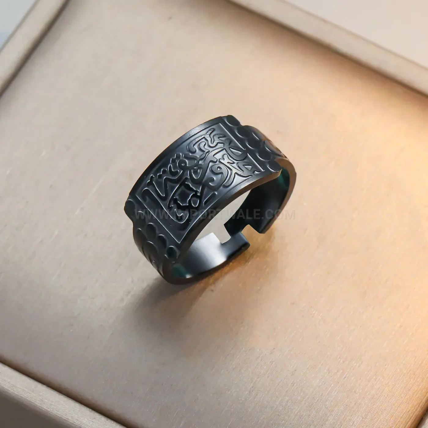 Fashion Gold PVD Stainless Steel Open Band Allah Calligraphy Ring