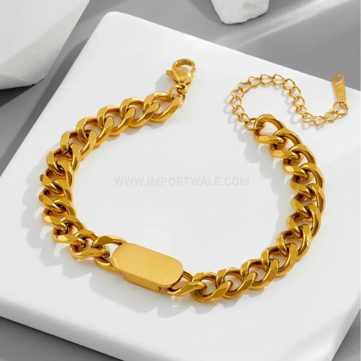 Chic Minimalist Chunky Titanium Steel Oval Link Chain Bracelet