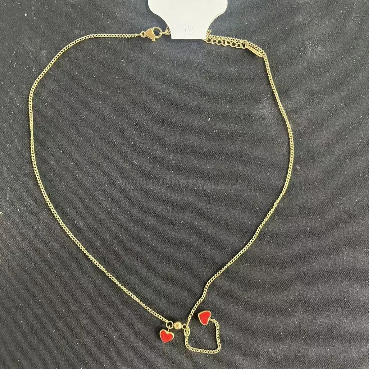 Fashion Gold Plated Stainless Steel Red Heart Zircon Collar Necklace