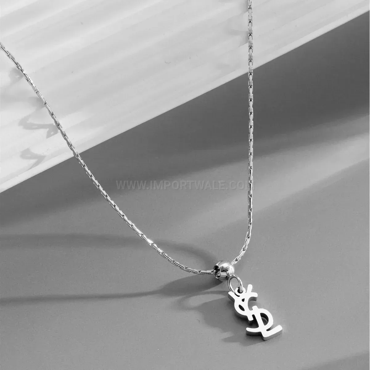Designer Minimalist Letter Pendant Titanium Steel Cable Chain Necklace