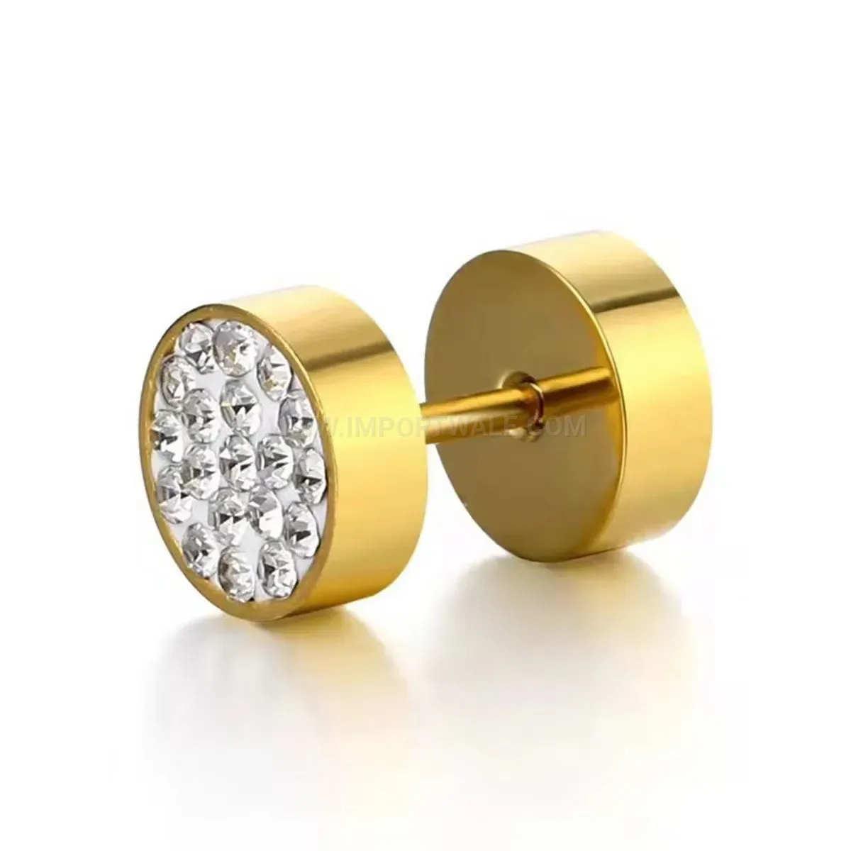 Modern Rhinestone Barbell Disc Stainless Steel Piercing Earrings