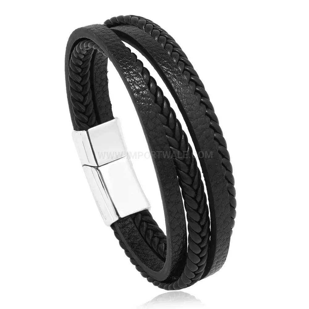 Elegant Vintage Multi Layer Braided Leather Wristband with Zinc Alloy Clasp