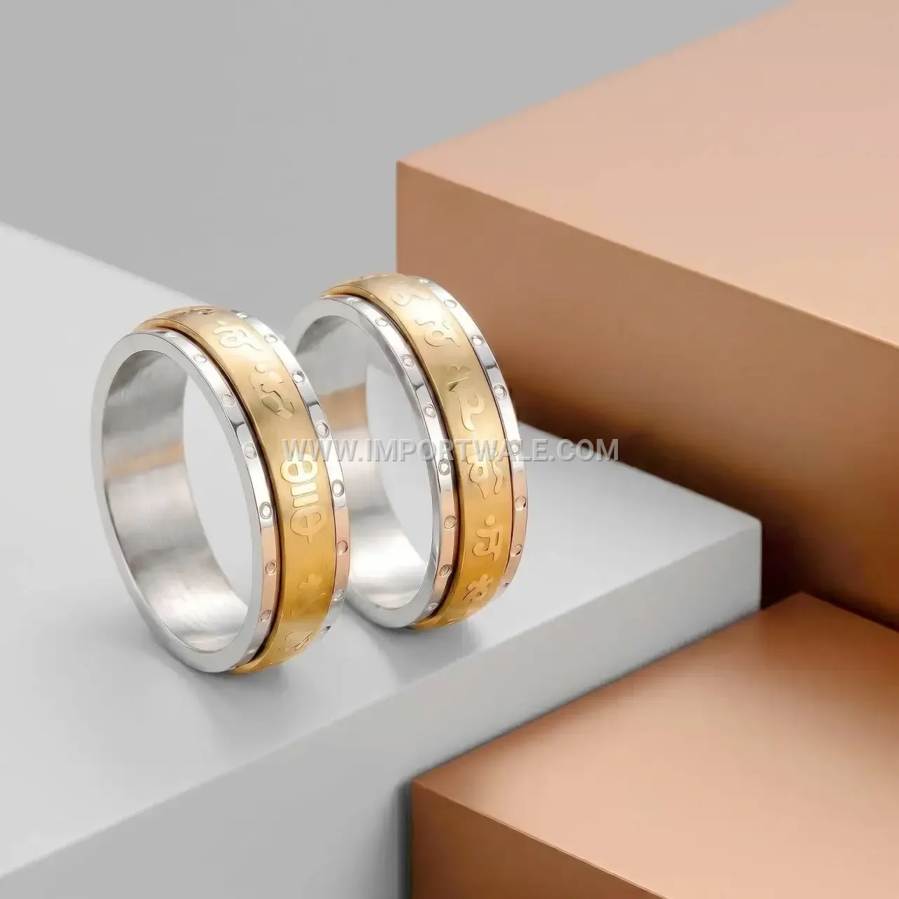 Vintage Engraved Spinning Stainless Steel Band Ring
