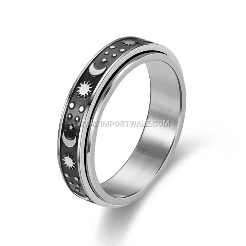 Rotatable 18K Gold Plated Stainless Steel Spinner Ring