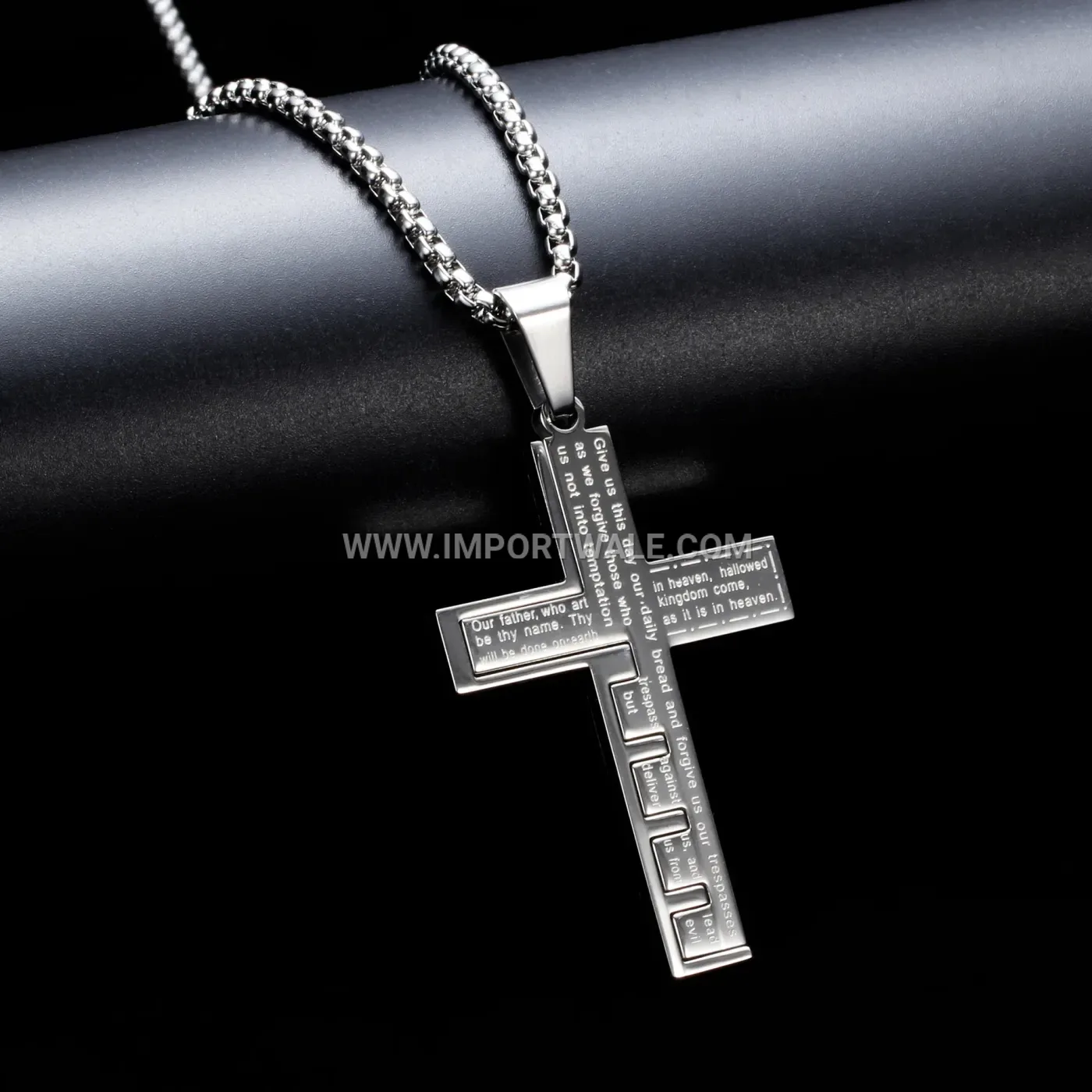 Stainless Steel Cross Pendant Snake Chain Necklace