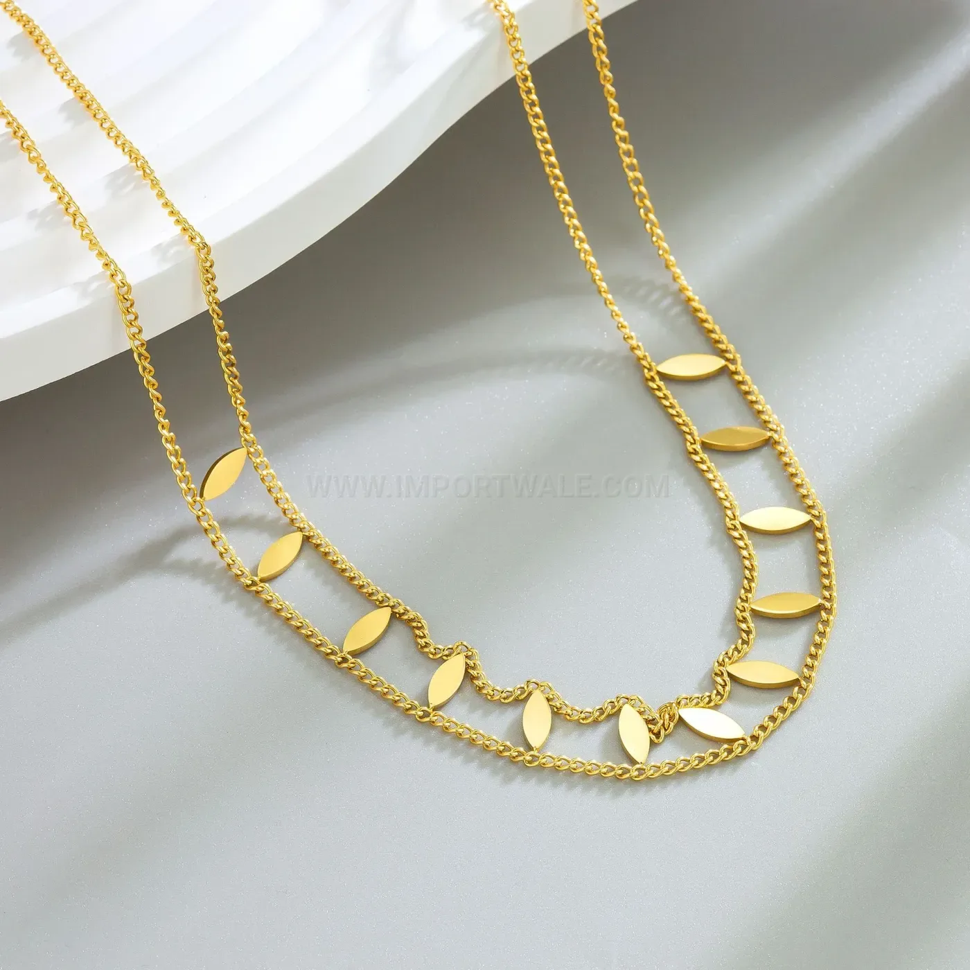 Designer Layered Titanium Steel Rhombus Pendant Choker Necklace