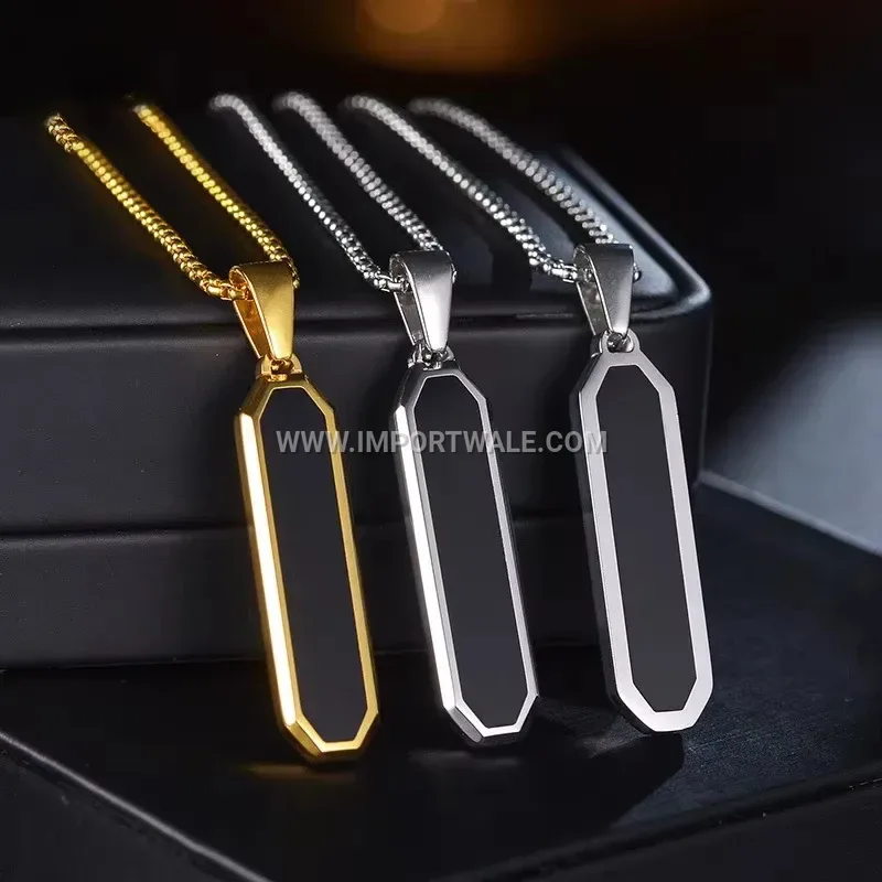 Gold Plated Titanium Steel Rhombus Butterfly Pendant Necklace