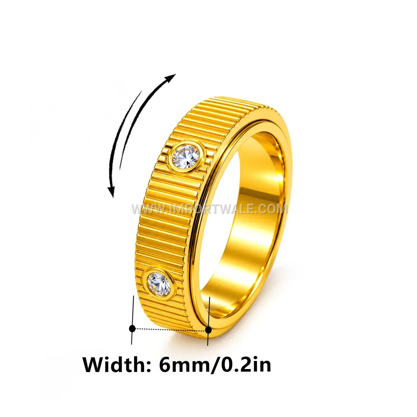 Vertical Texture Gear Style Stainless Steel Spinner Ring