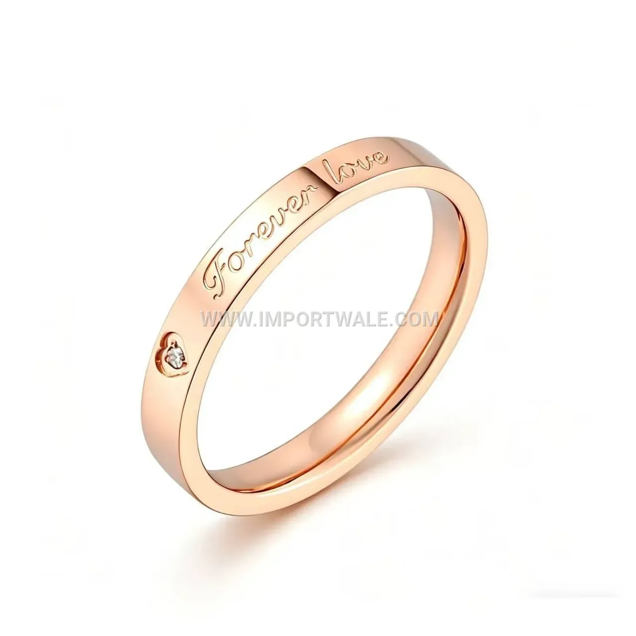 Heart Accent Crystal Stainless Steel Couple Ring