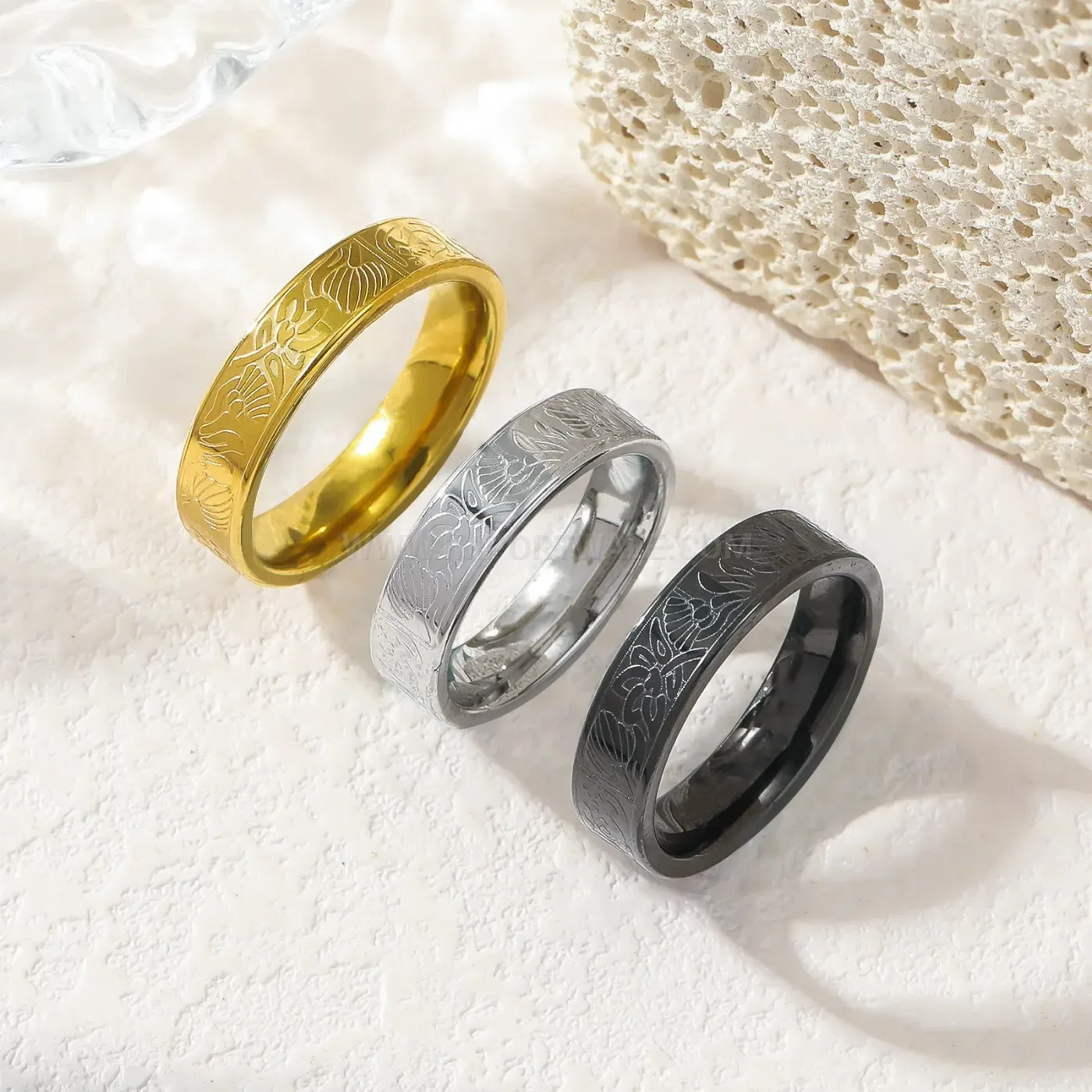Stainless Steel Ayatul Kursi Arabic Calligraphy Sleeve Ring