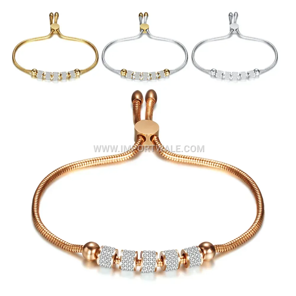 Adjustable Rhinestone Titanium Steel Snake Chain Bracelet