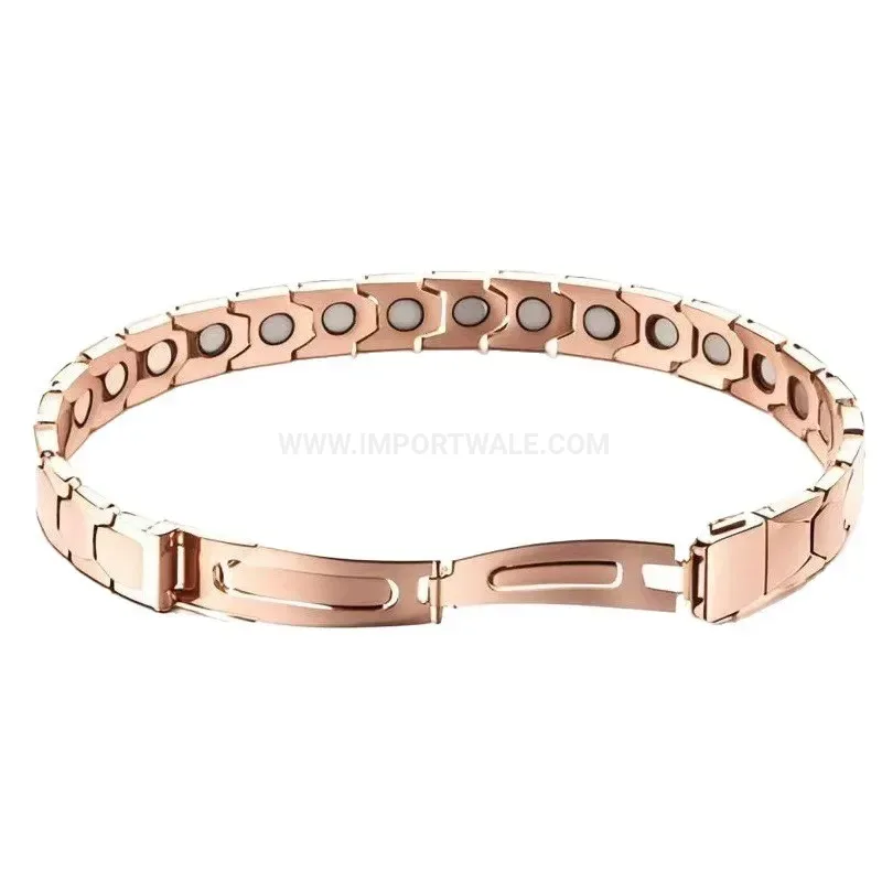 Modern Rose Gold Titanium Steel Bio Magnetic Watchband Bracelet