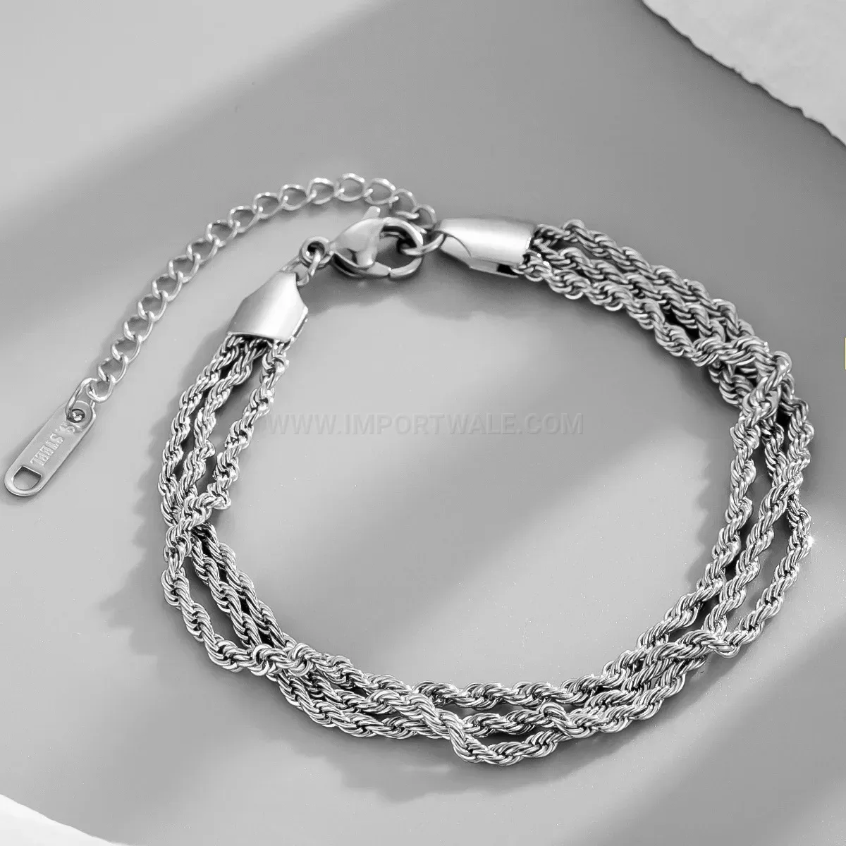 Multi Layered Twist Chain Stainless Steel Statement Bracelet