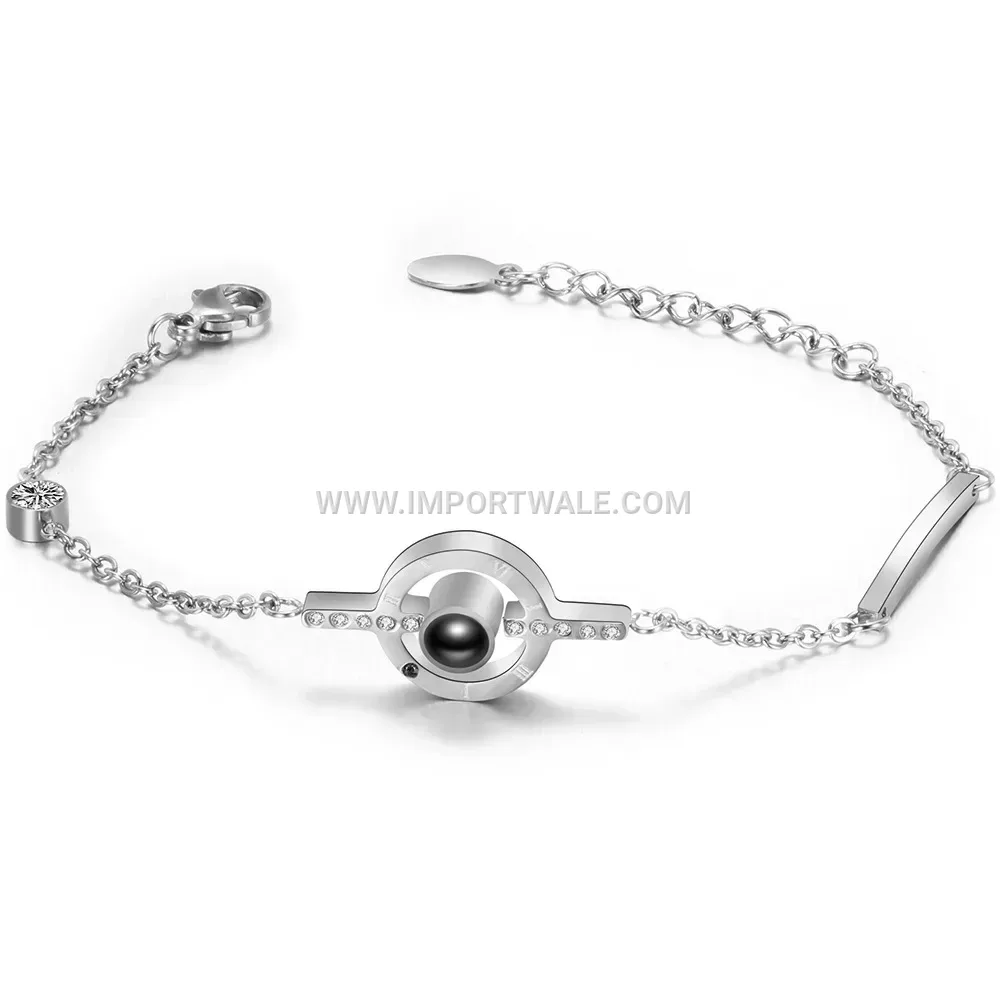 Stainless Steel Projection Pendant Charm Bracelet