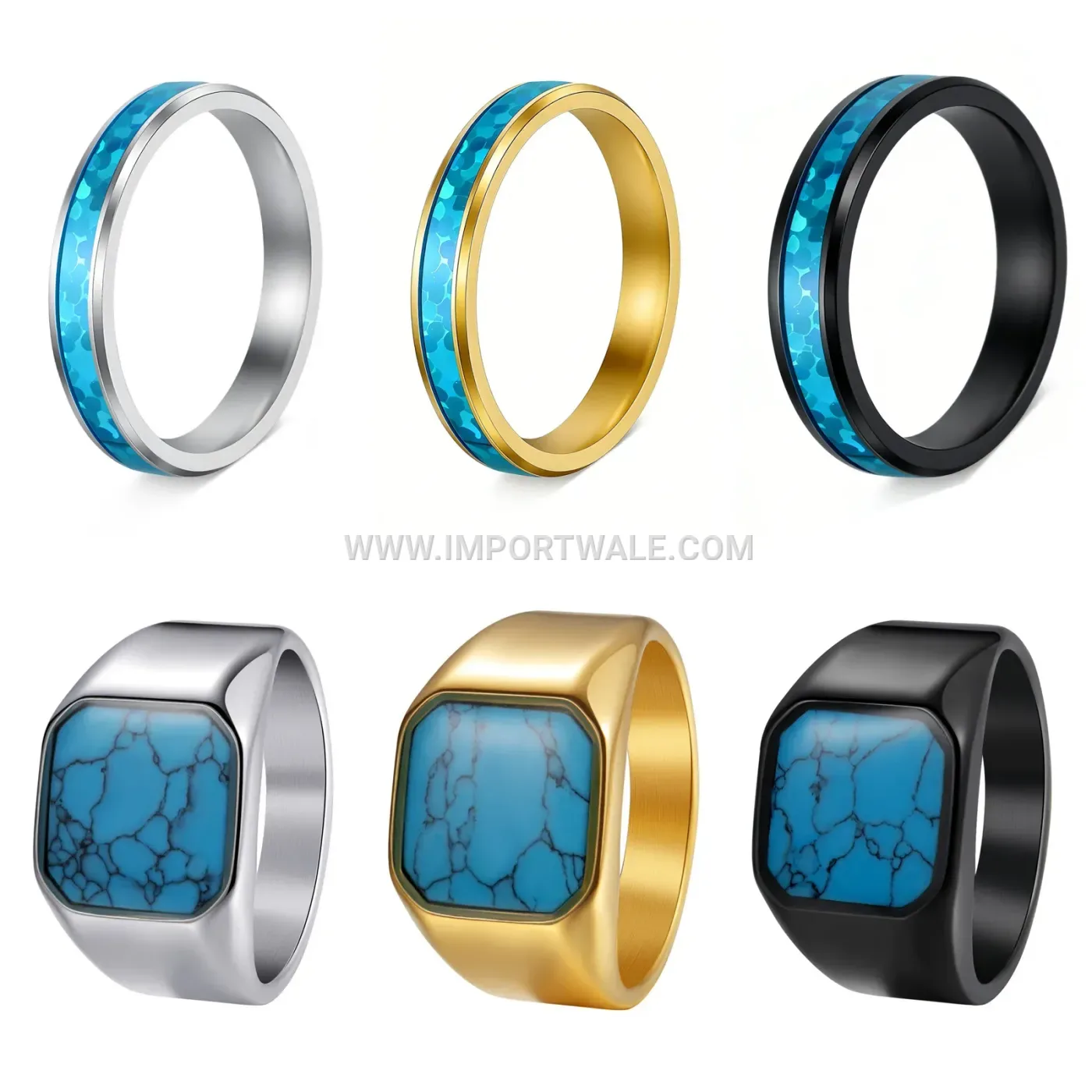 Geometric Signet Stainless Steel Couple Ring