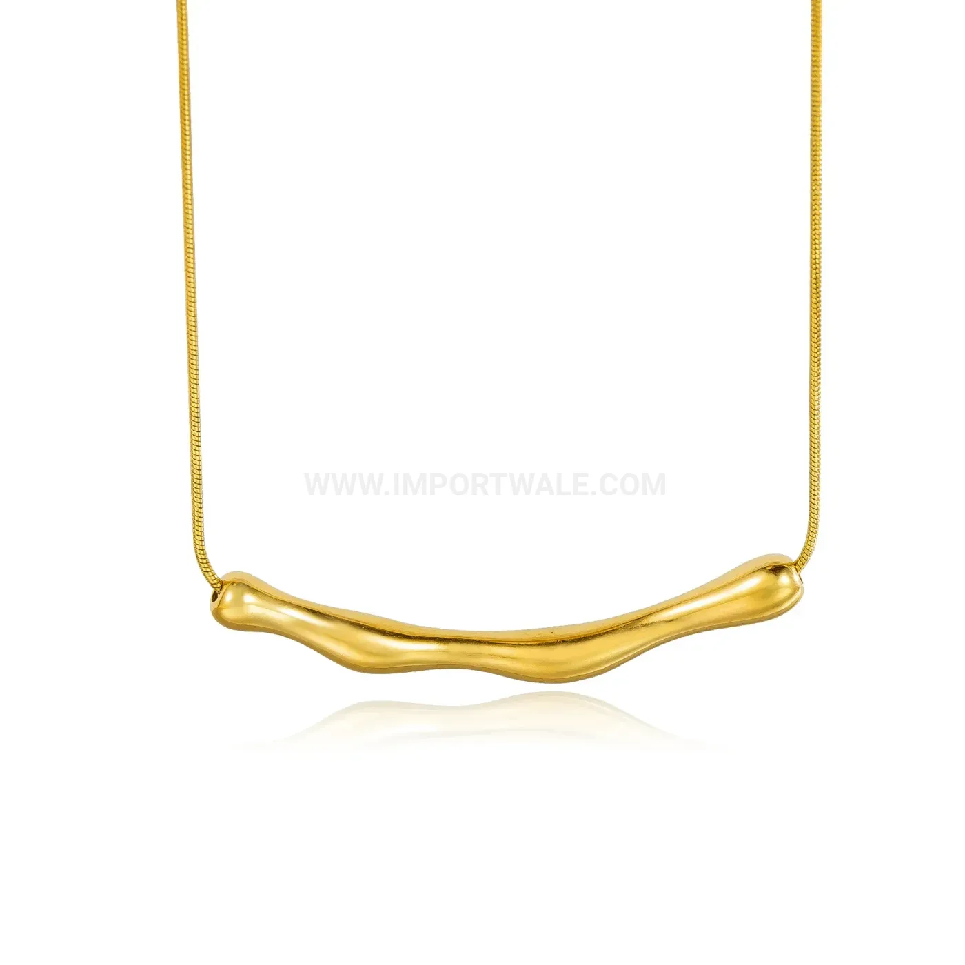 Chic Irregular Geometric Titanium Steel Bar Pendant Snake Chain Necklace in Gold