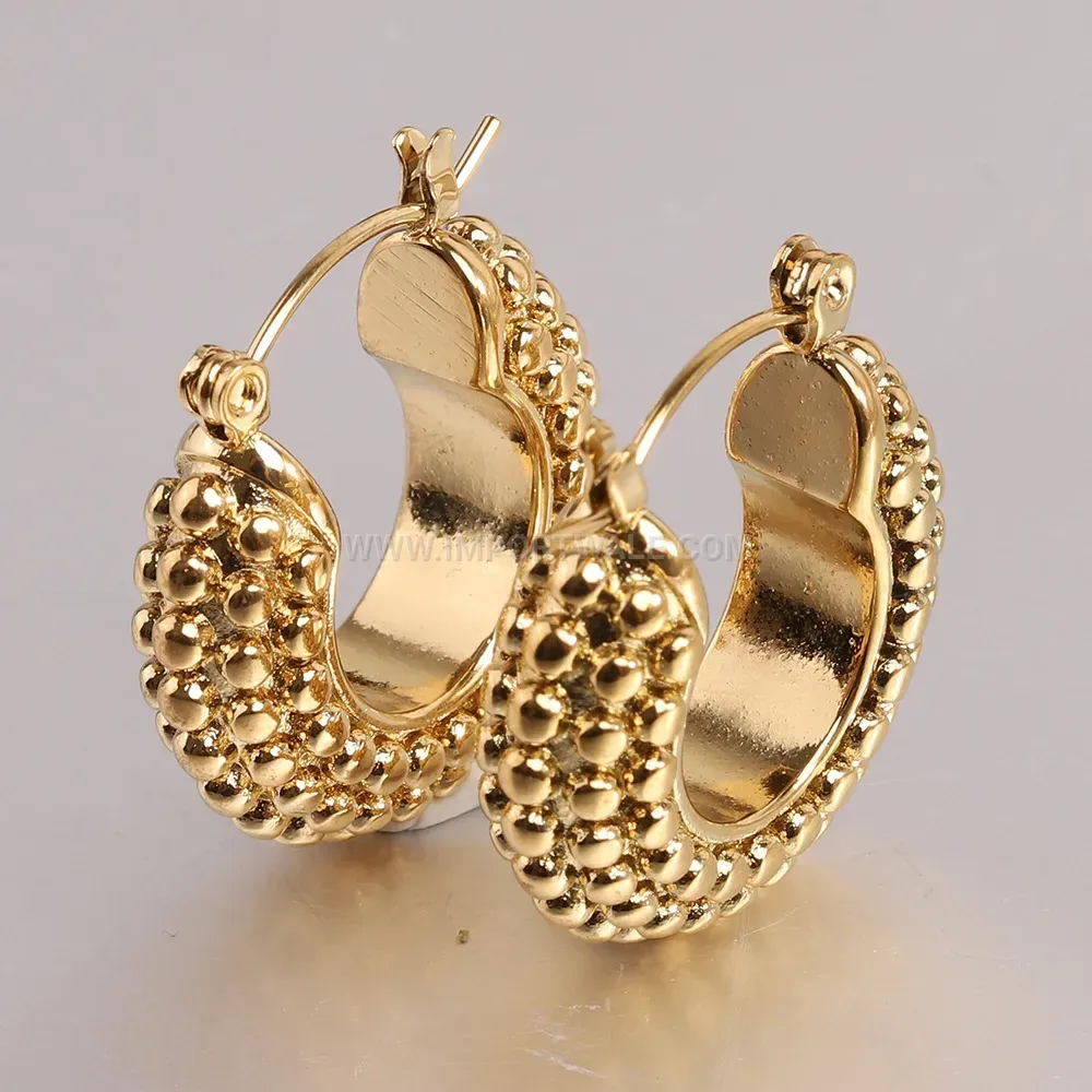 Textured Stainless Steel Oval Drop Earrings