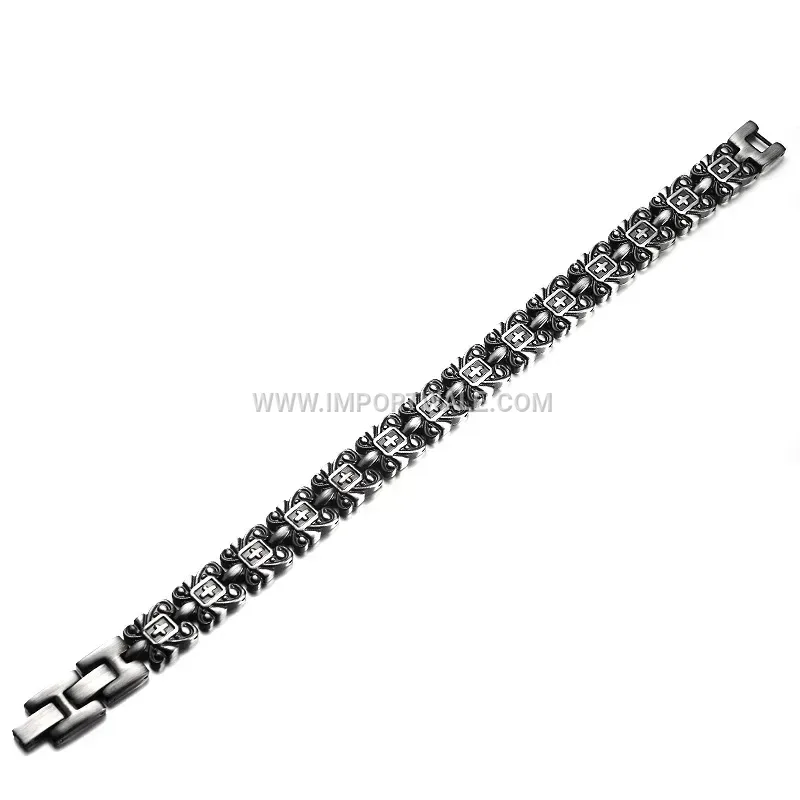Vintage Style Cross Motif Magnetic Titanium Steel Bracelet