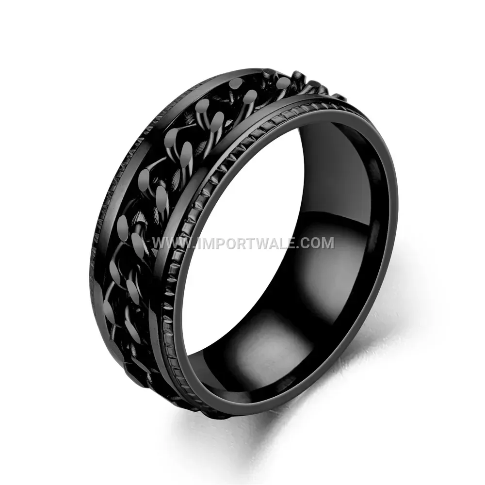Spinner Chain Textured Stainless Steel Ring