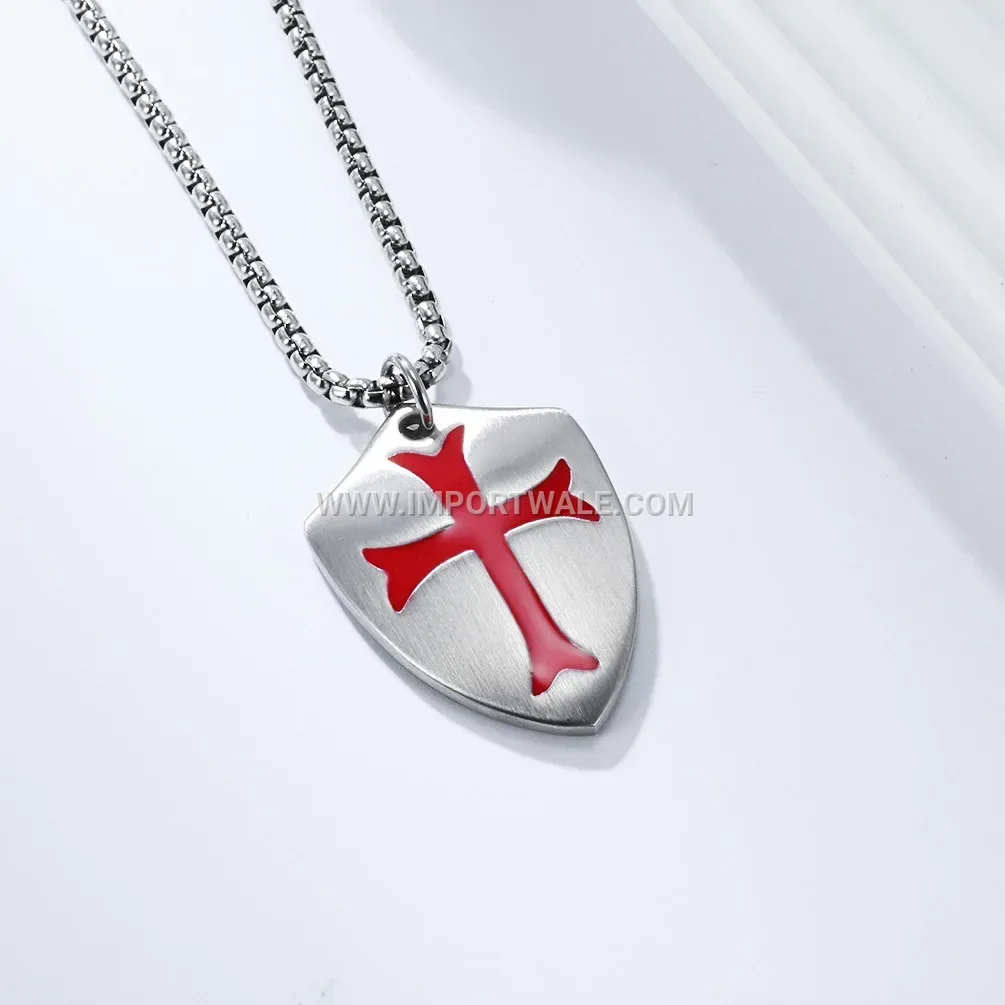 Retro Military Shield Stainless Steel Pendant Necklace for Men