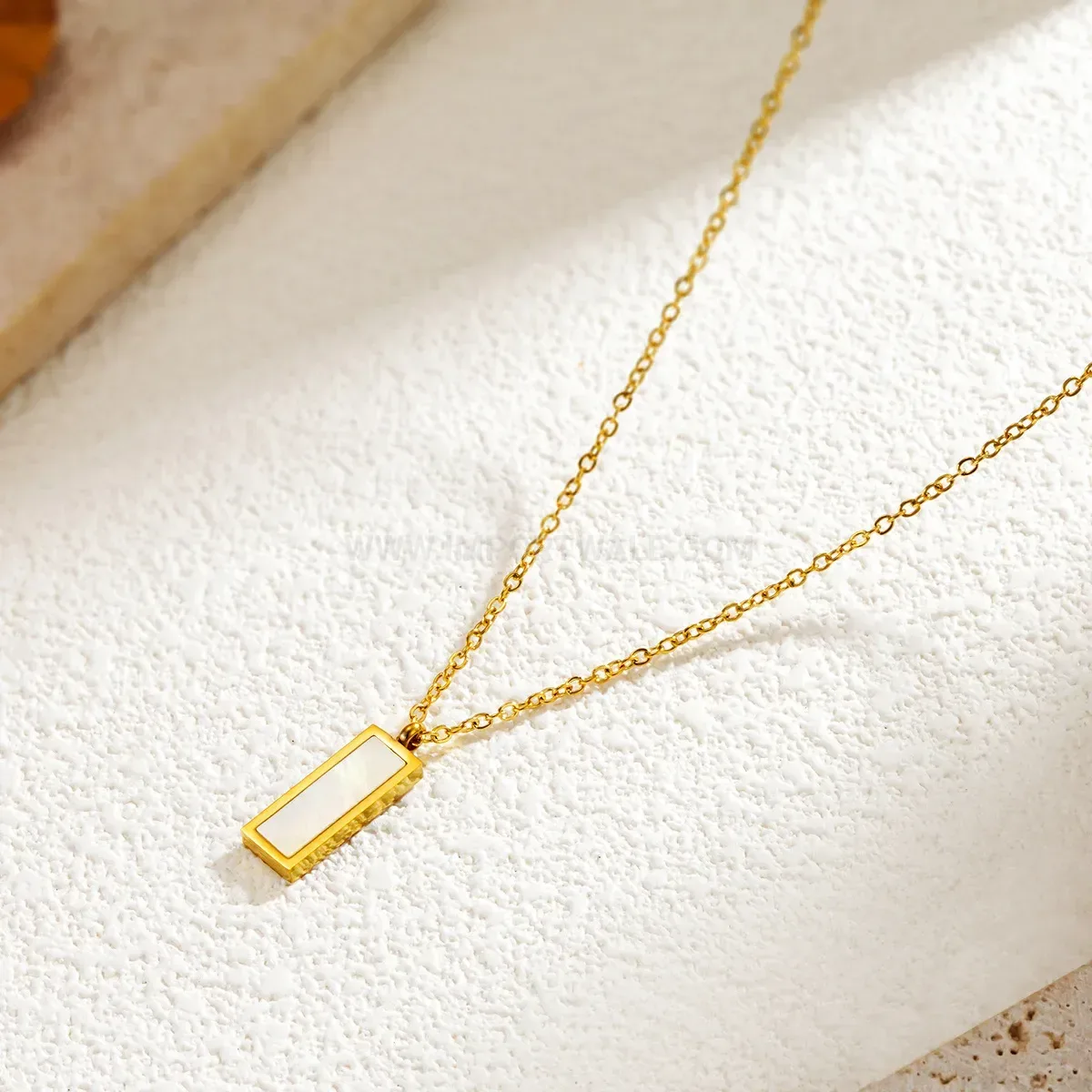Premium Gold Stainless Steel Bead Chain Geometric Clavicle Necklace