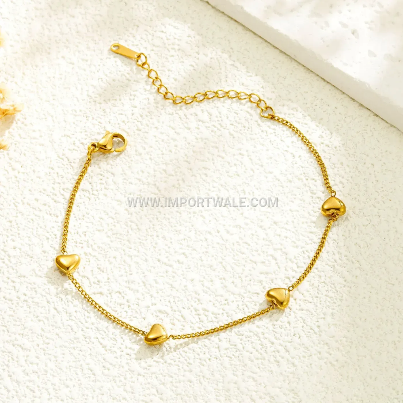 Delicate Stainless Steel Mini Heart Charm Premium Anklet Anti Tarnish