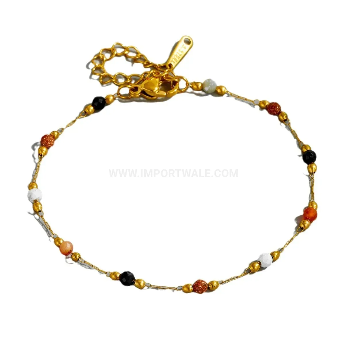 Beaded Natural Stone Titanium Steel Jewelry Set