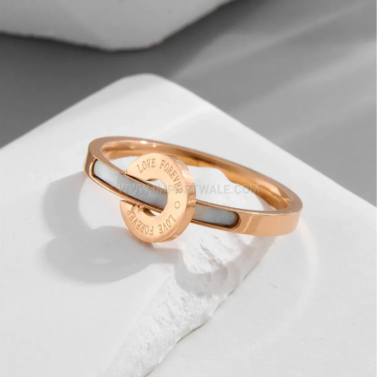 Rose Gold Titanium Steel Shell Disc Ring