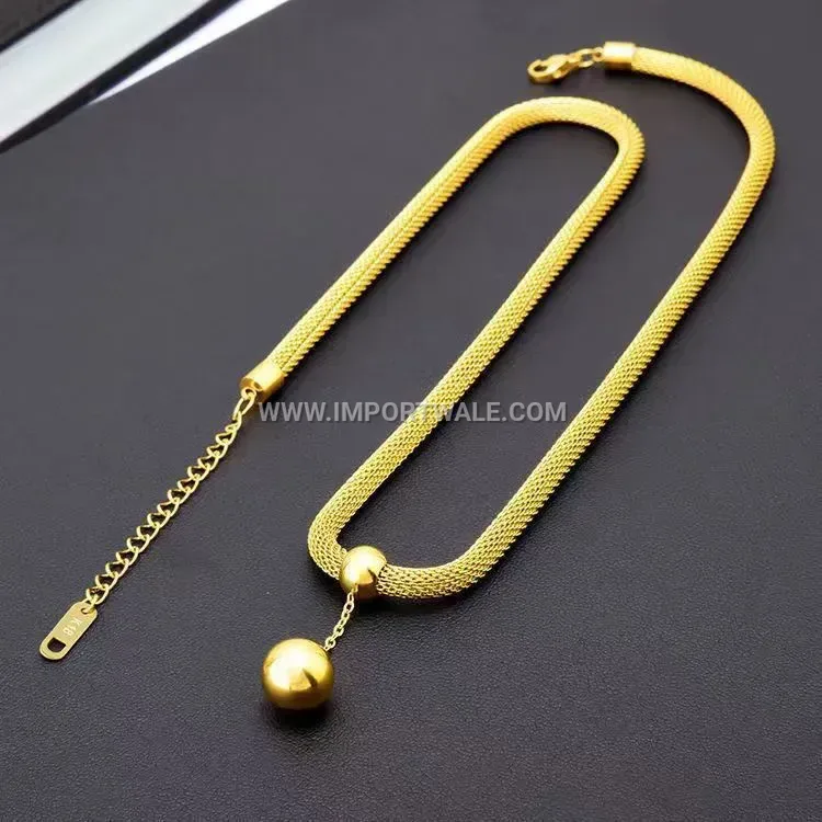 Hollow Circle Charm Snake Chain Jewelry Set in Stainless Steel