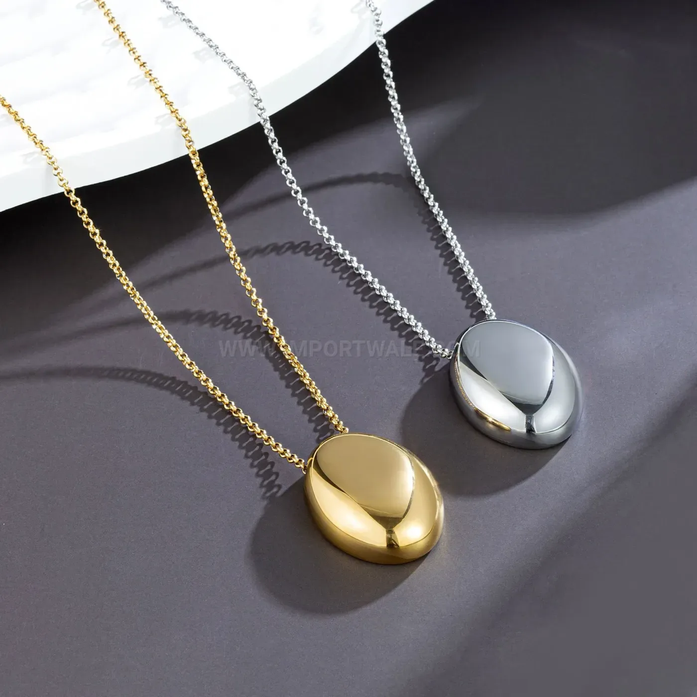 Stylish Minimalist Geometric Teardrop Long Titanium Steel Pendant Necklace