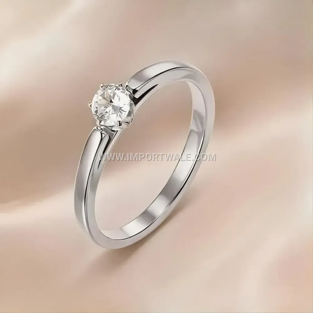 Radiant Zircon Plated Gold Stainless Steel Solitaire Ring
