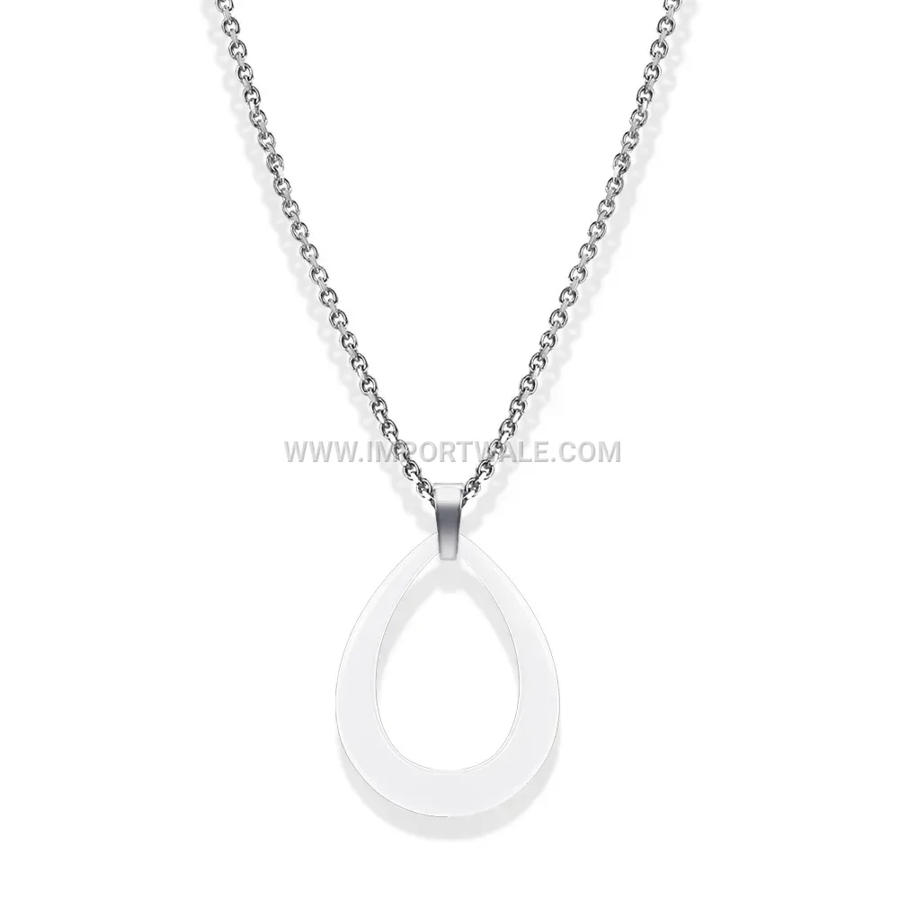 Minimalist Teardrop Cutout Ceramic and Titanium Steel Pendant Necklace
